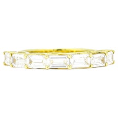 Alliance de fiançailles en or jaune 18 carats avec demi-éternité et diamants RCS3235