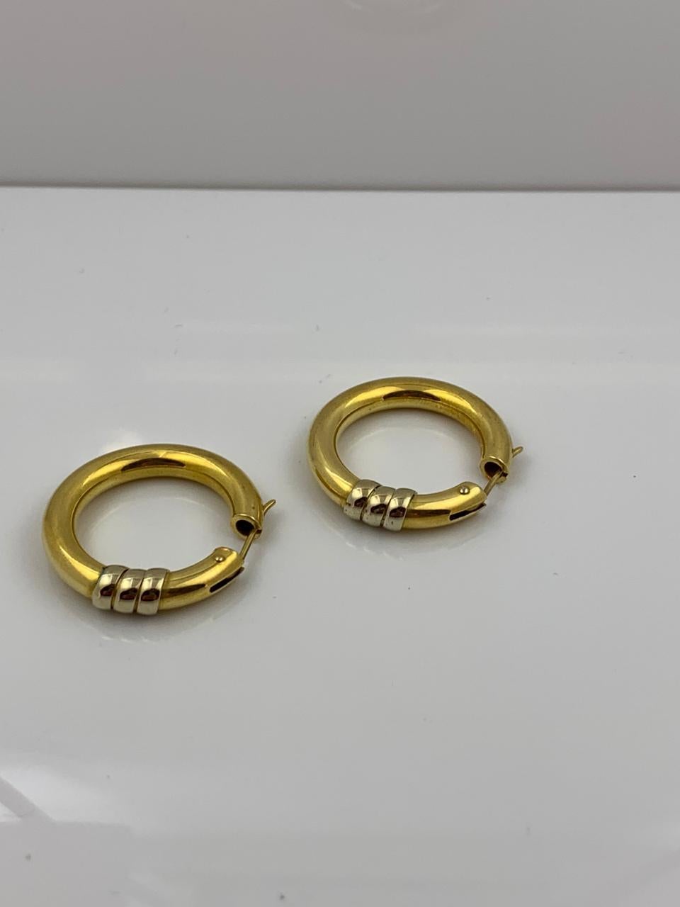 18 Karat Yellow Gold Hoop Earrings, 8.6 Grams In New Condition For Sale In Wilmington, DE