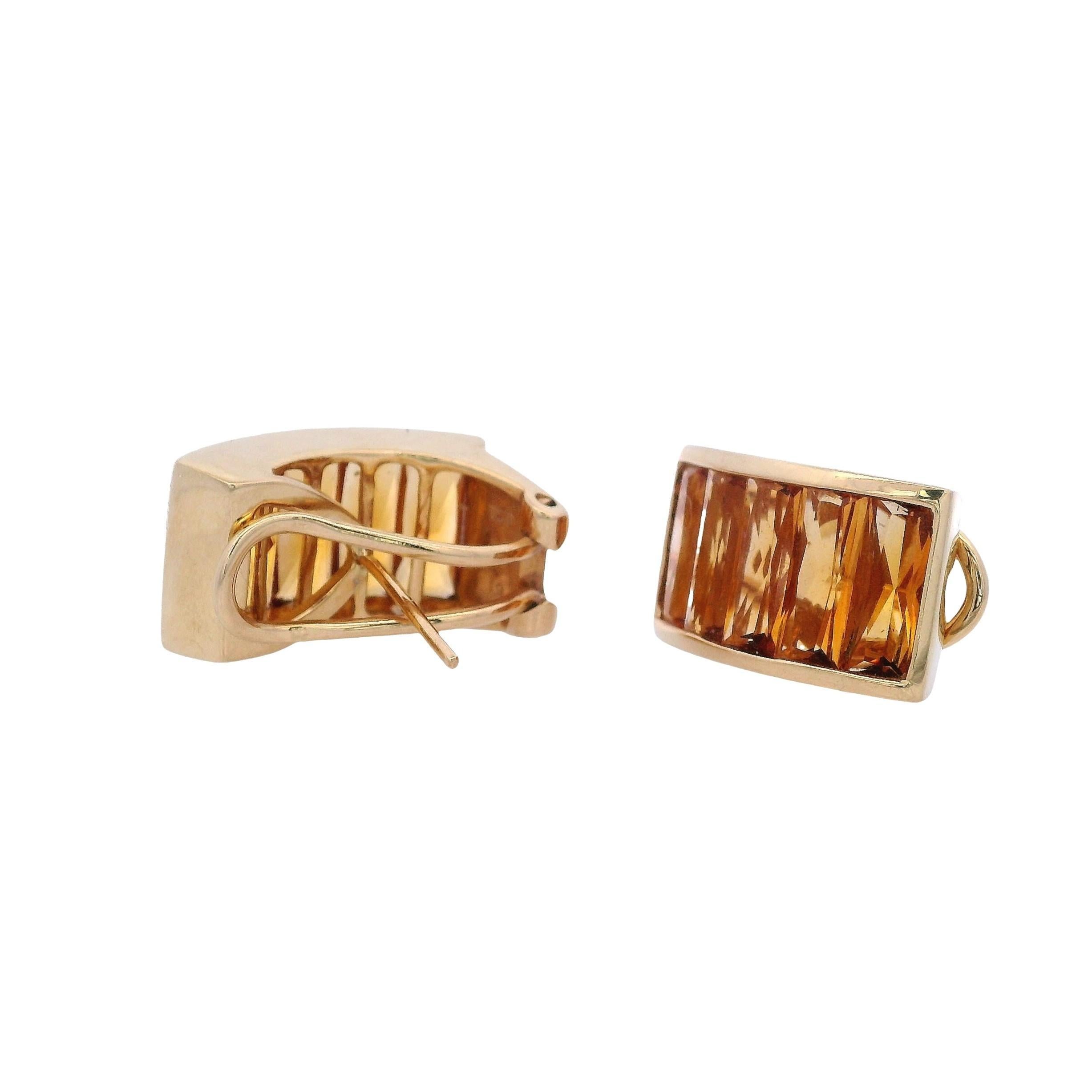 Boucles d'oreilles en or jaune 18kt avec des citrines de taille française Excellent état - En vente à Aventura, FL