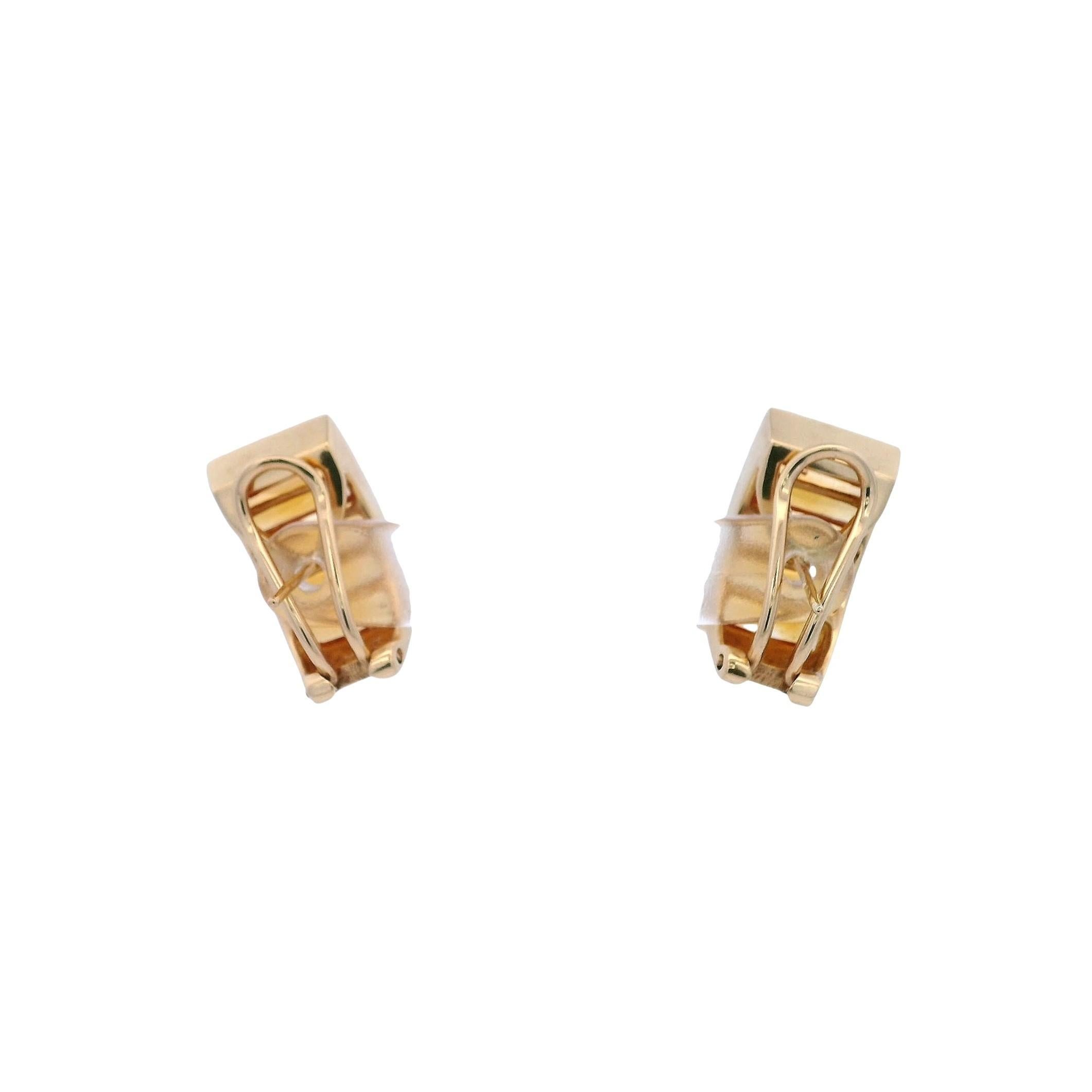 Boucles d'oreilles en or jaune 18kt avec des citrines de taille française Unisexe en vente