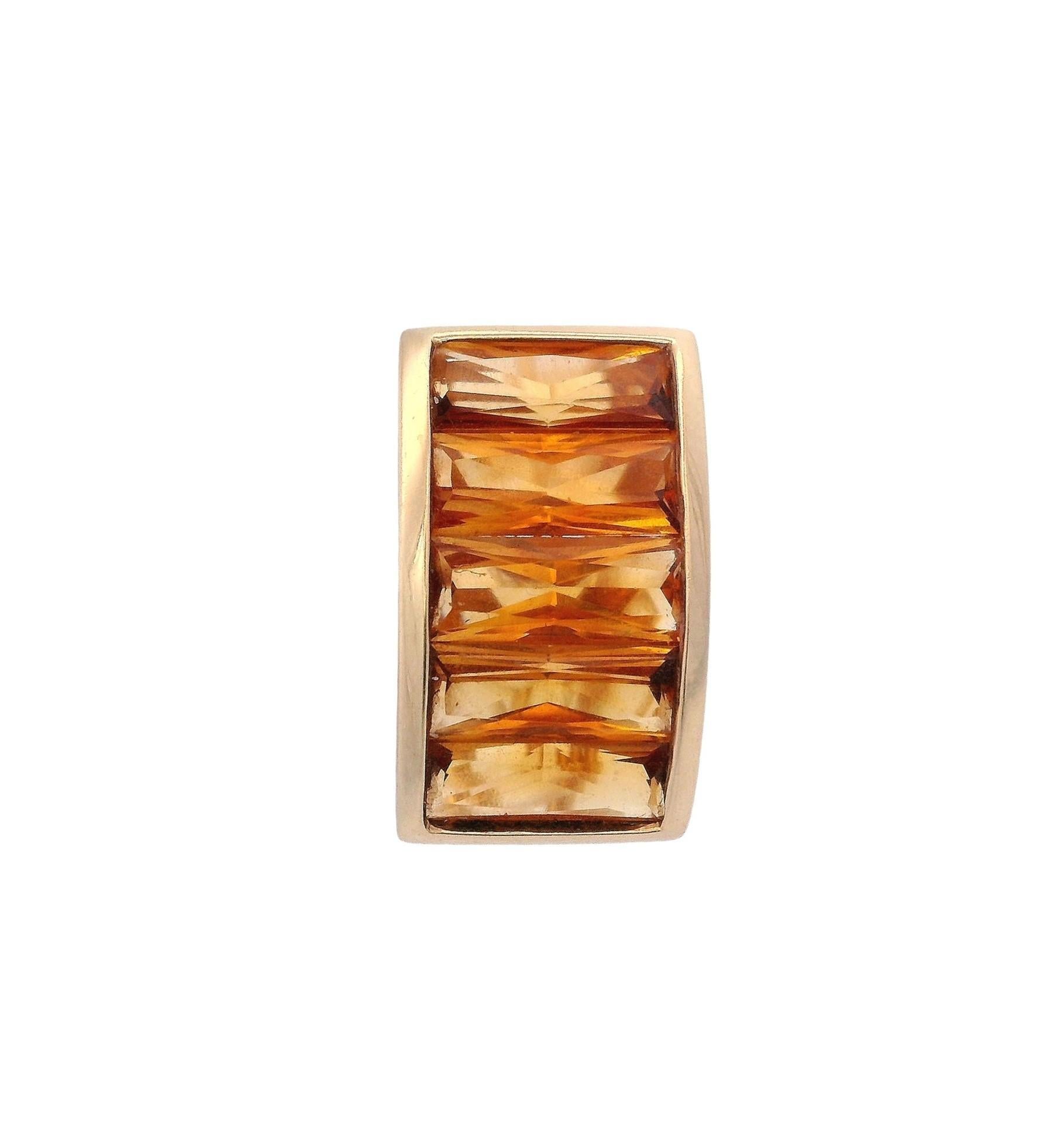 Boucles d'oreilles en or jaune 18kt avec des citrines de taille française en vente 2