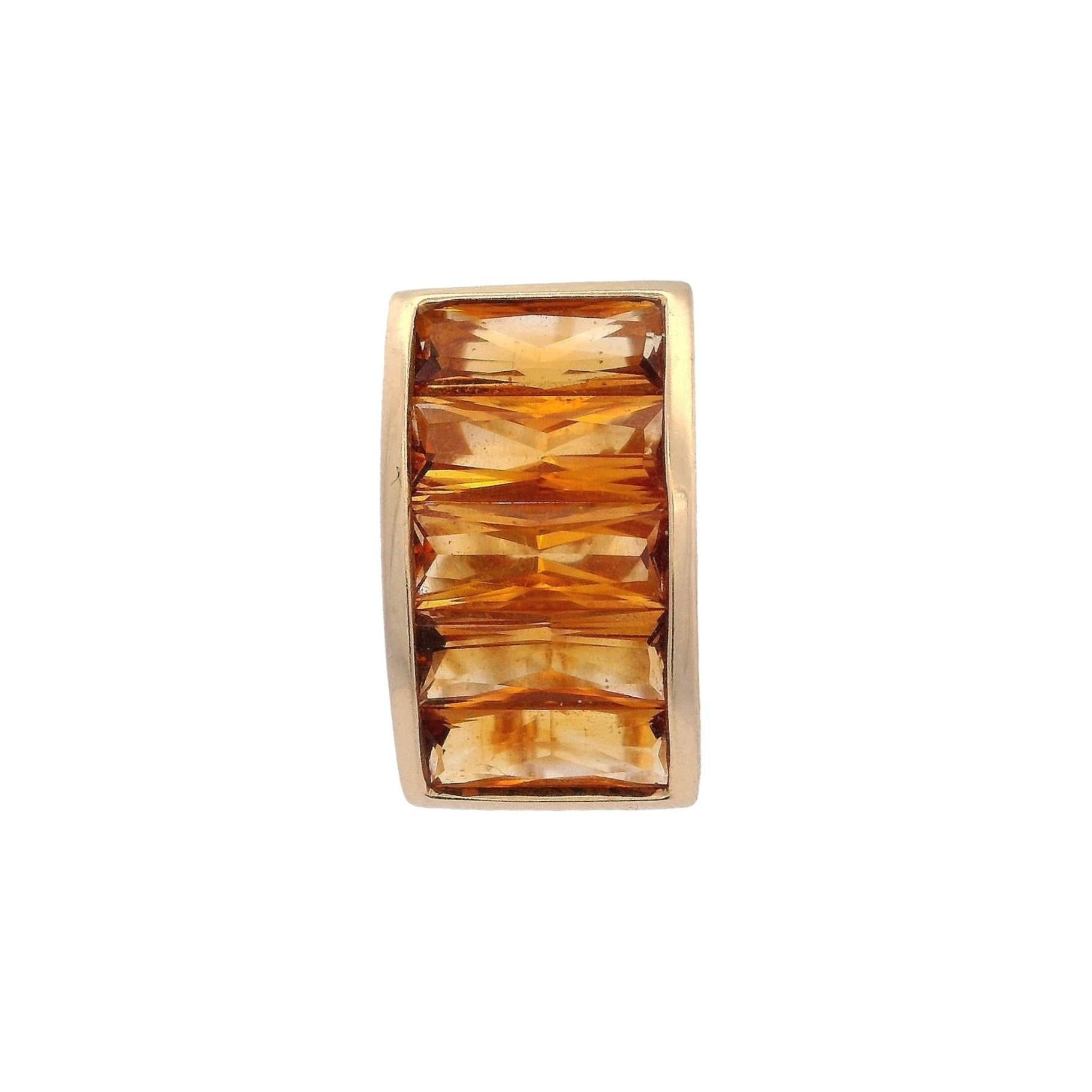 Boucles d'oreilles en or jaune 18kt avec des citrines de taille française en vente 3