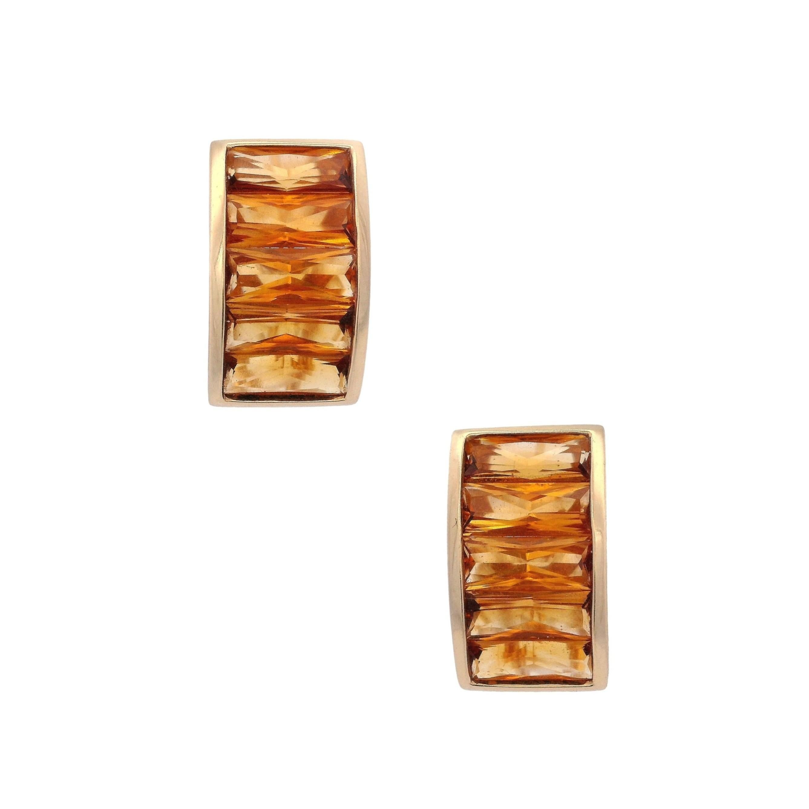 Boucles d'oreilles en or jaune 18kt avec des citrines de taille française en vente