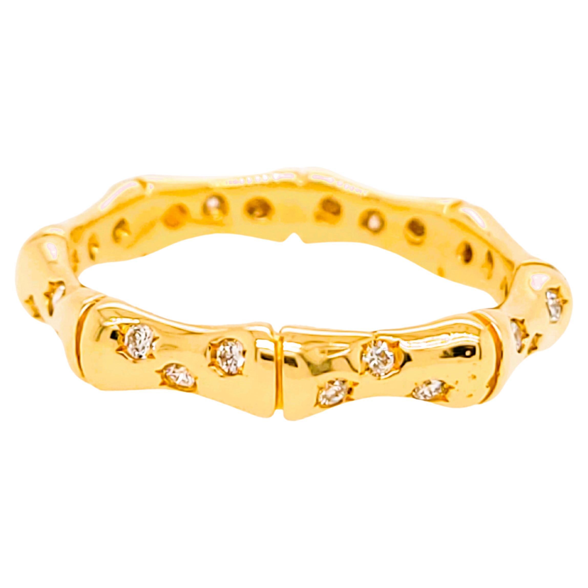 18kt Yellow Gold Horse Bit Diamond Eternity Stackable Ring For Sale