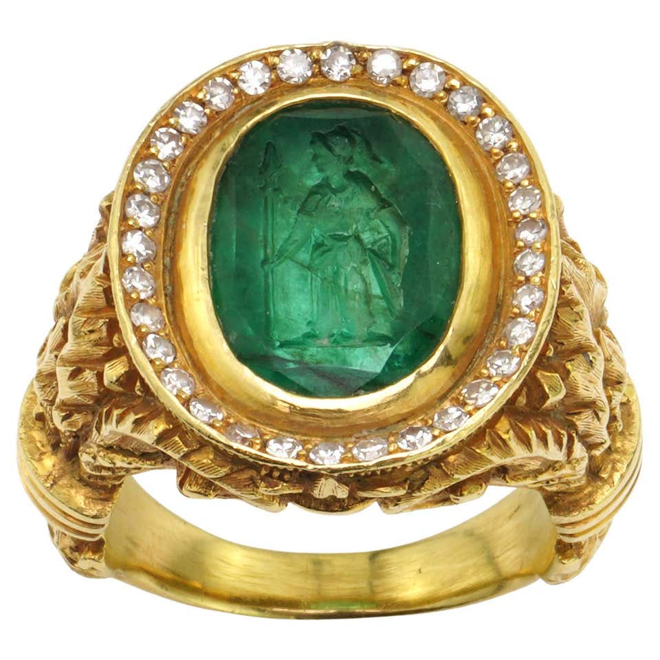 17th Century Renaissance Sapphire Intaglio Gold Ring of Roman Emperor ...