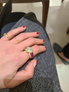 18 Karat Yellow Gold Invisibly Set Diamond 2.00 Carat and Ruby 4.19 Carat Ring