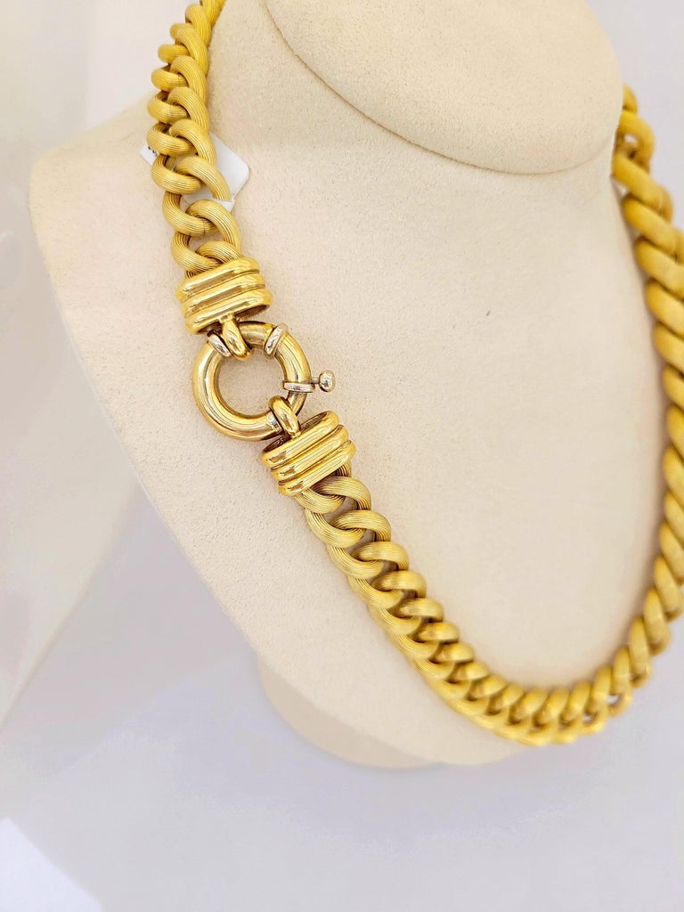 Curbed Chain 18 Karat Yellow Gold Italian Curbed Link Chain Necklace at 1stDibs