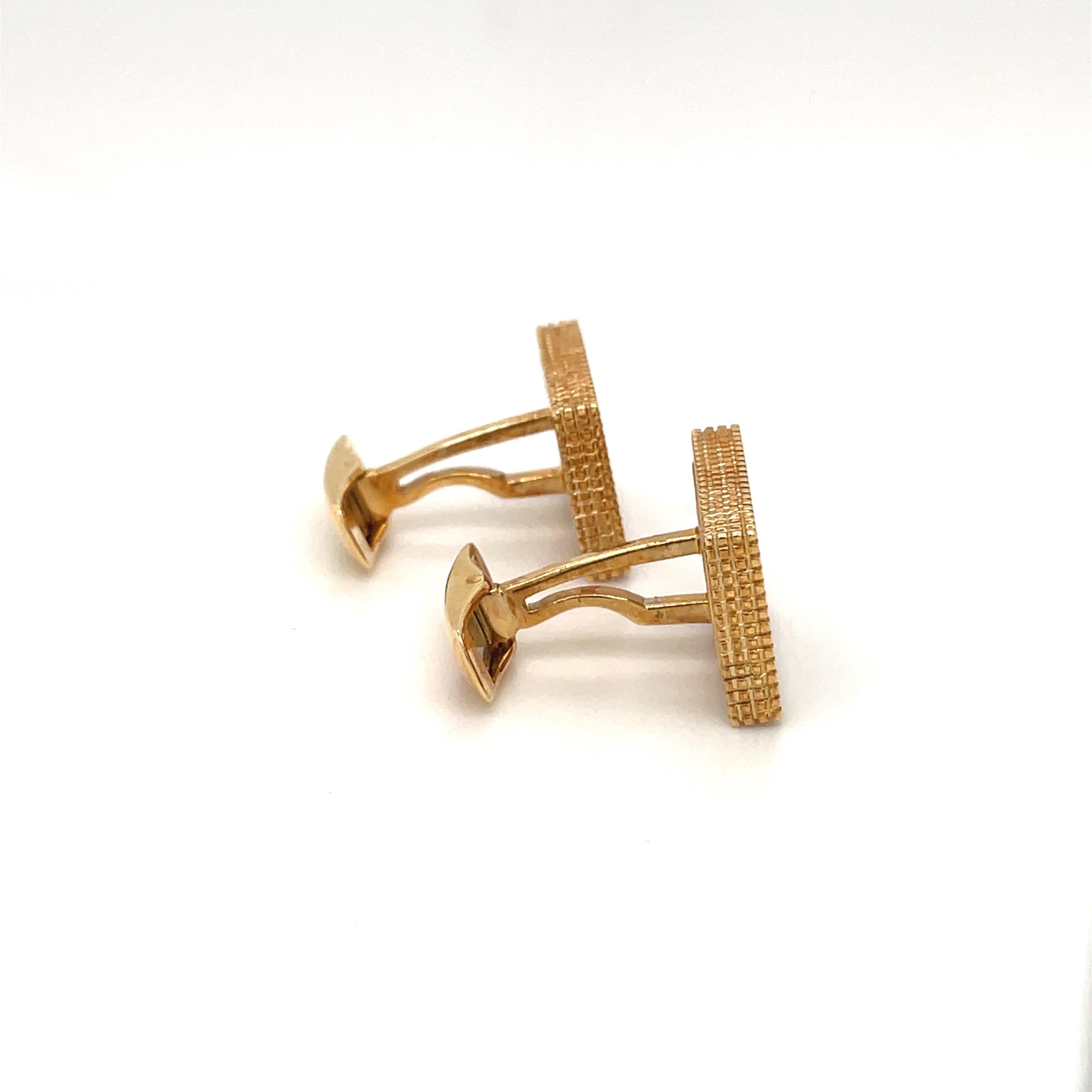 18kt Yellow Gold Jasper Cuff Links In New Condition In New York, NY