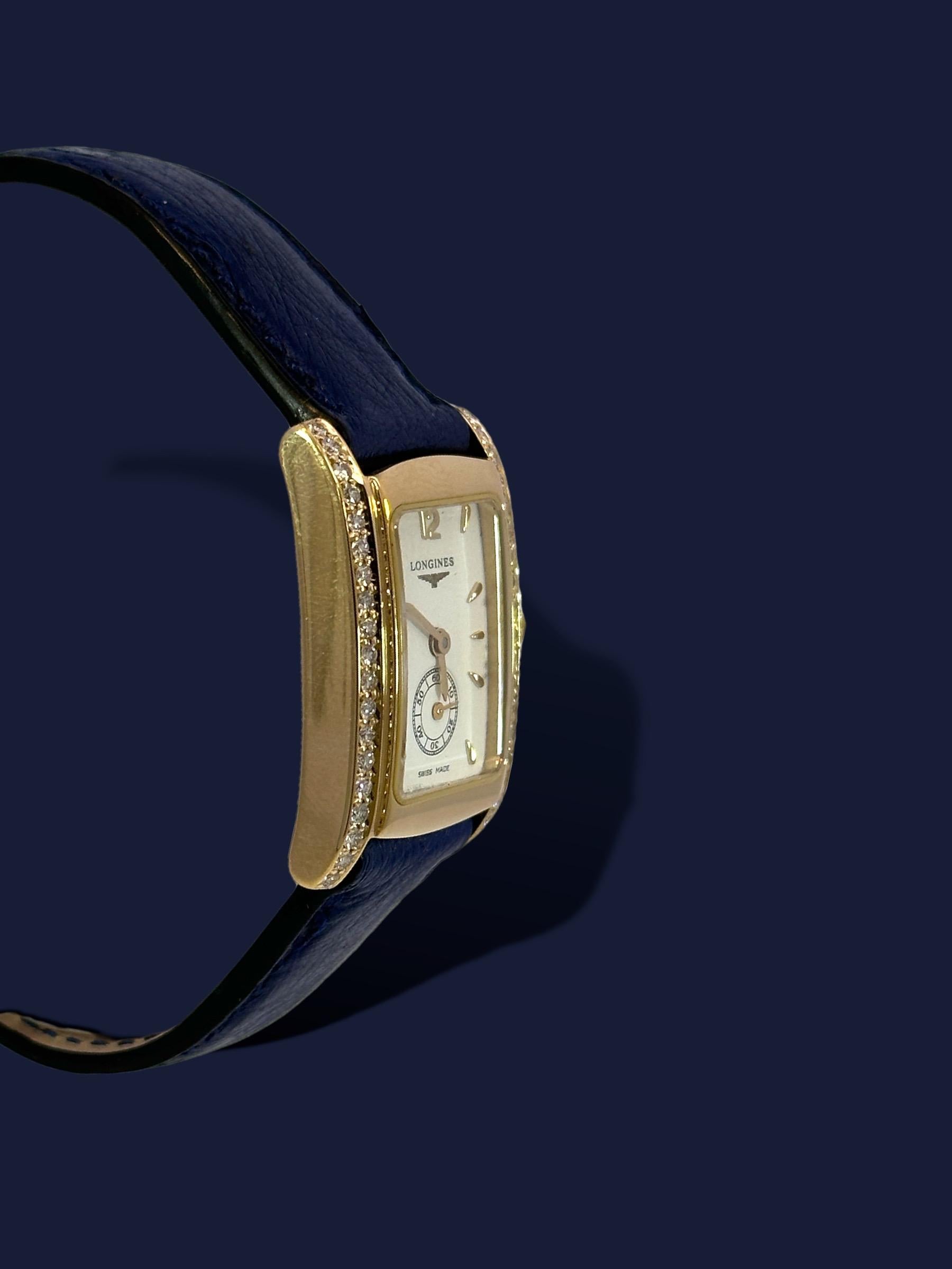 Brilliant Cut 18kt Yellow Gold Longines Dolce Vita Ladies Wrist Watch with Diamonds For Sale