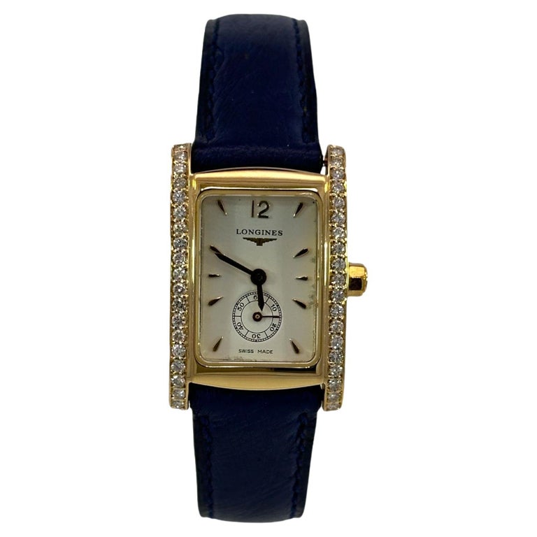 18kt Yellow Gold Longines Dolce Vita Ladies Wrist Watch with Diamonds For Sale