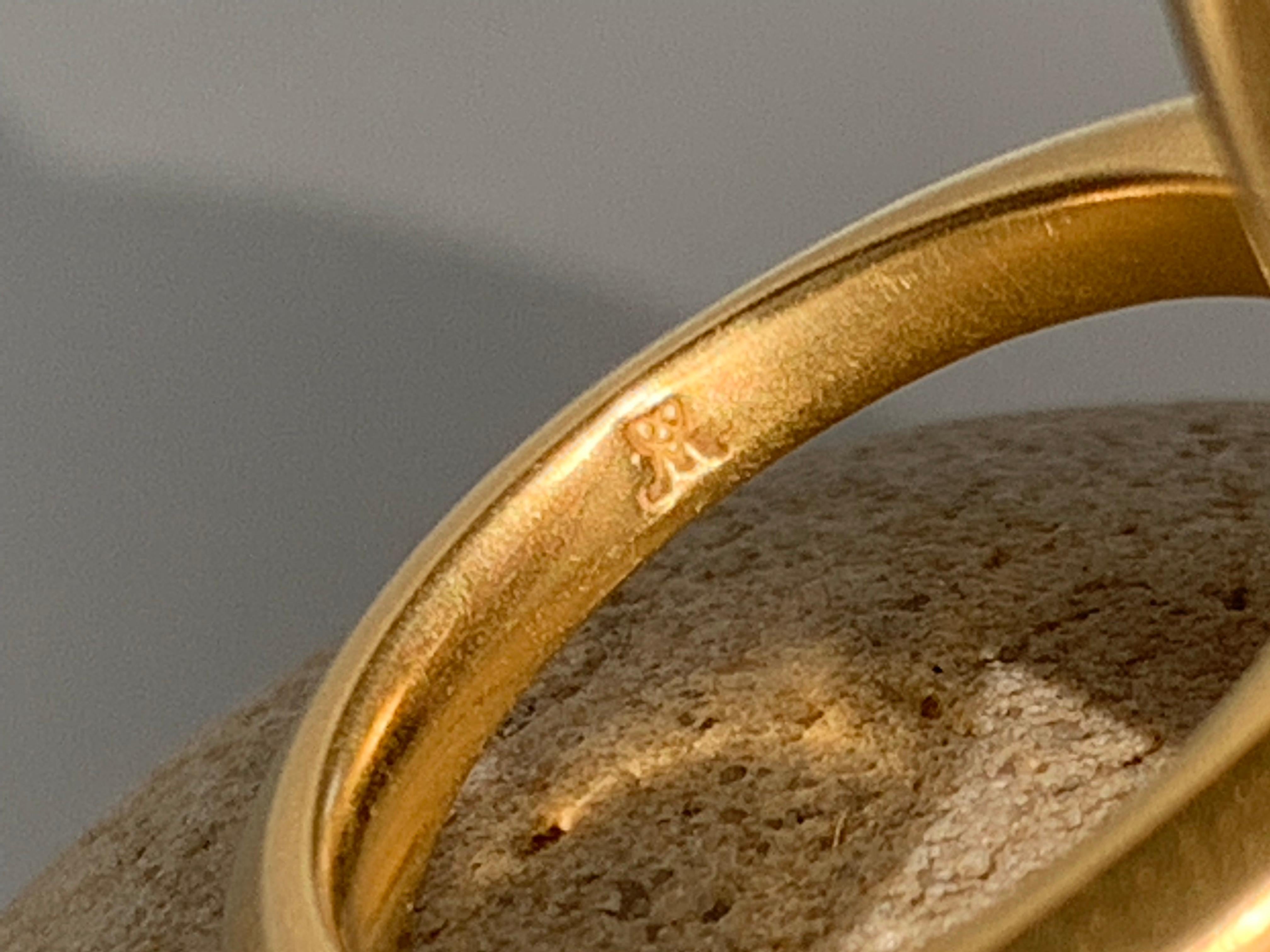Bague dôme basse en or jaune 18 carats avec diamants taille rose champagne et partie supérieure noircie en vente 2