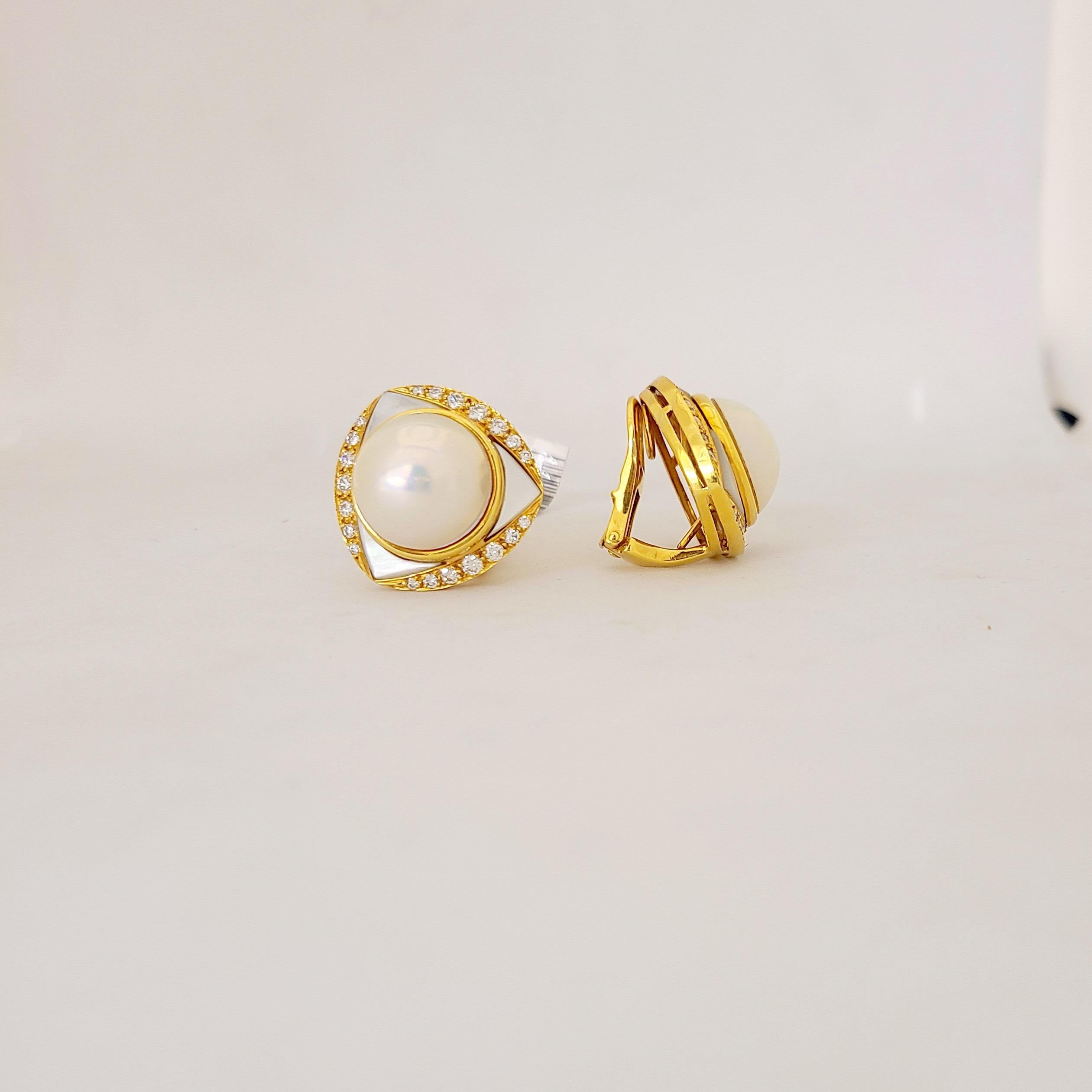 mother of pearl clip on earrings