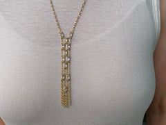 18kt Yellow Gold Mesh Chain Necklace with Moonstone Marquise Cabochon