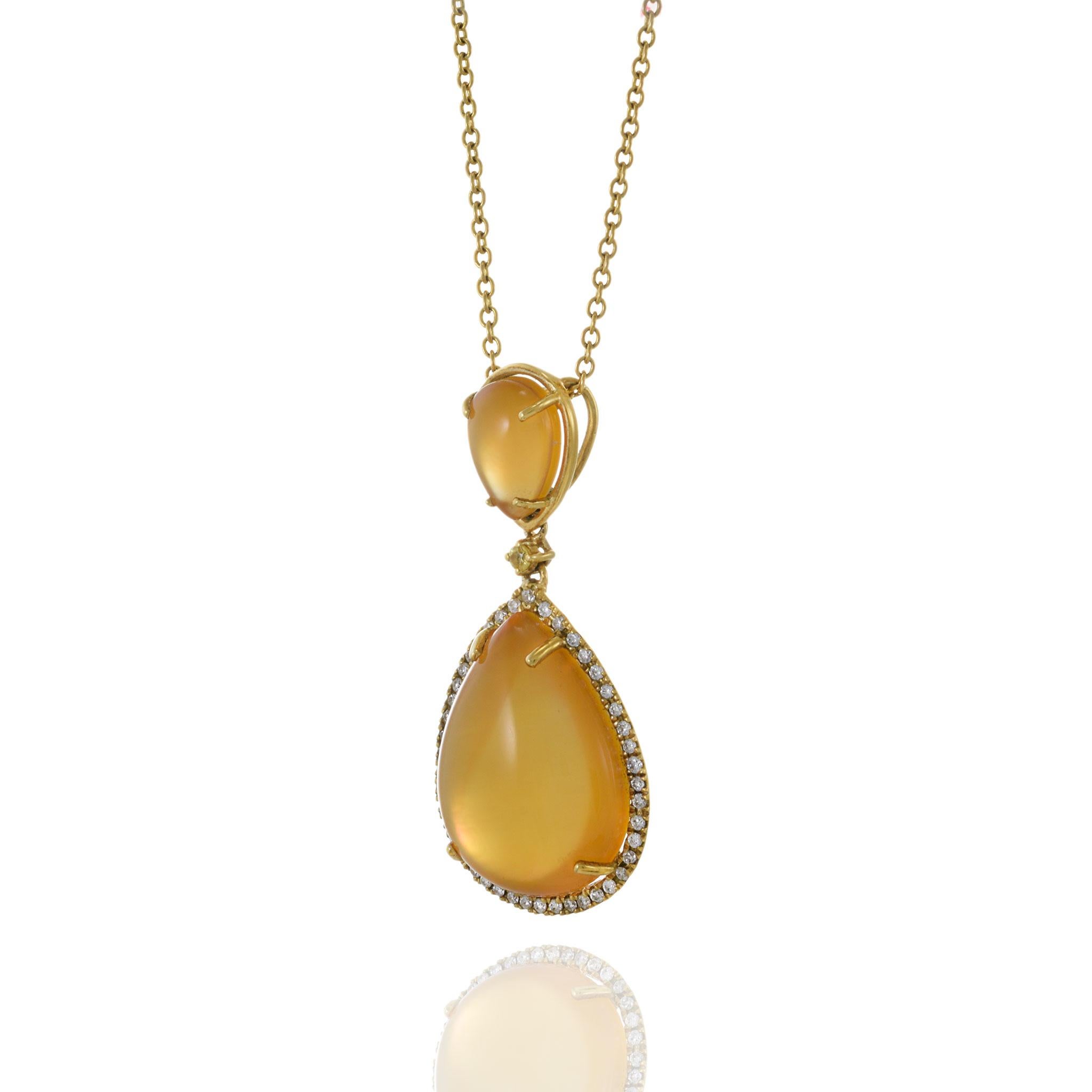 Women's 18KT Yellow Gold Mother Of Pearl, Lemon Citrine And Diamond Necklace For Sale