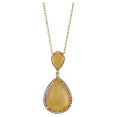 18KT Yellow Gold Mother Of Pearl, Lemon Citrine And Diamond Necklace