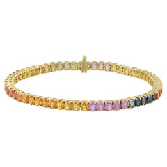 Bracelet en or jaune 18 carats avec saphirs multicolores et diamants