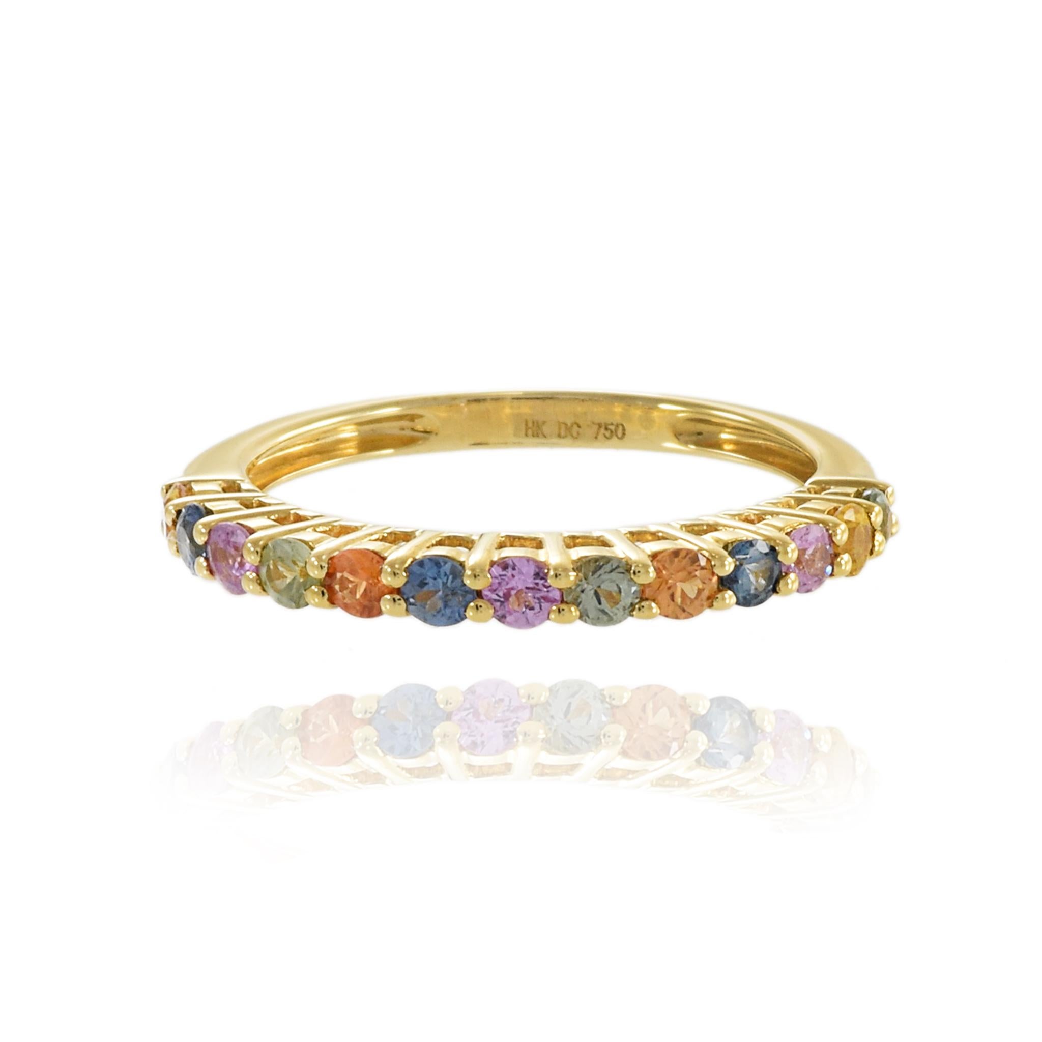 Moderno Fascia con zaffiro multicolore in oro giallo 18KT in vendita