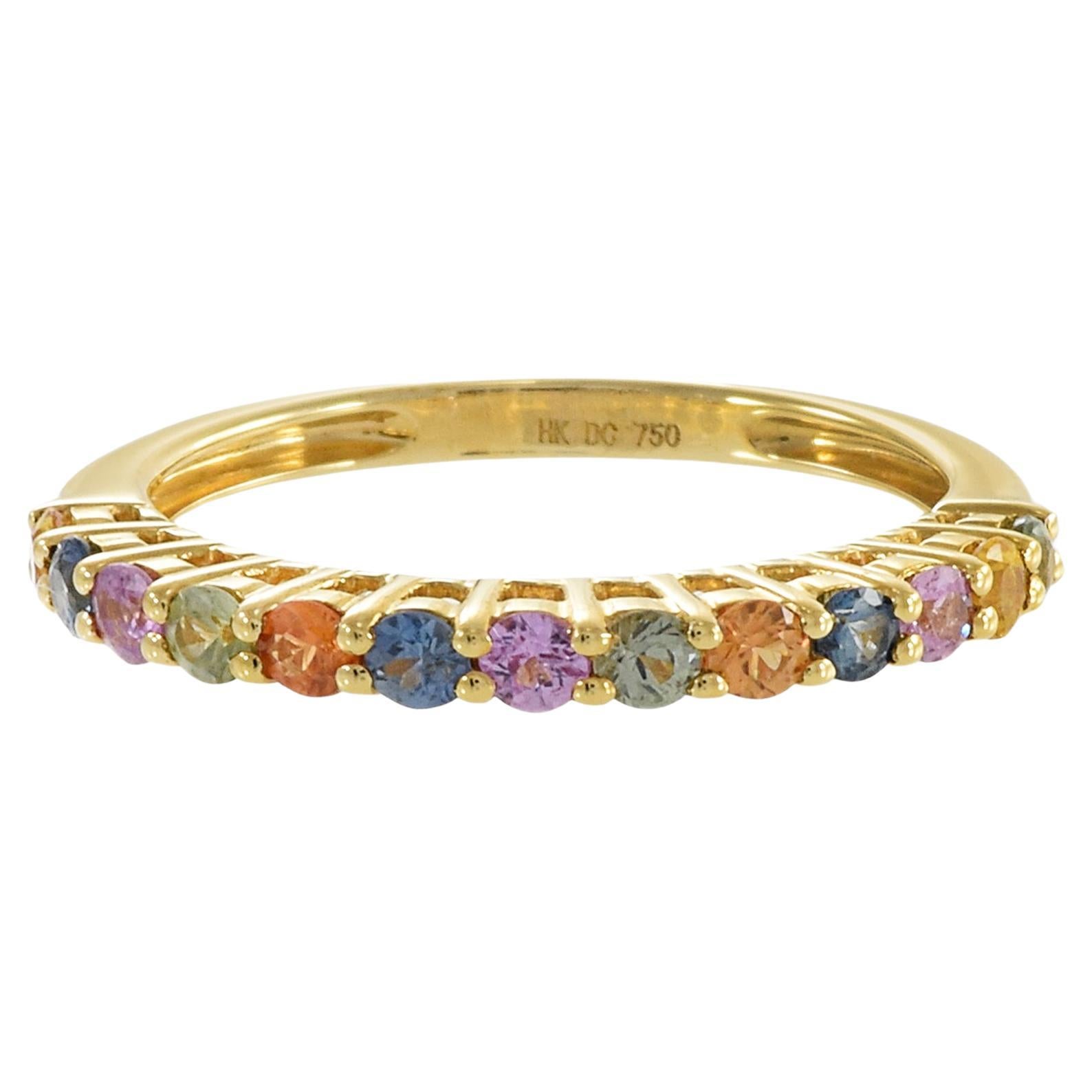 18KT Yellow Gold Multi Color Sapphire Band