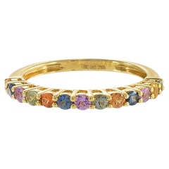 18KT Yellow Gold Multi Color Sapphire Band