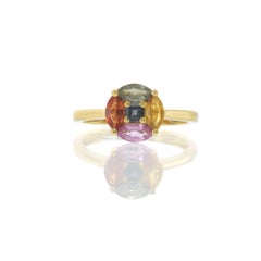 18KT Yellow Gold Multi-Color Sapphire Circle Ring