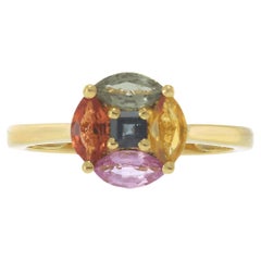 18KT Yellow Gold Multi-Color Sapphire Circle Ring