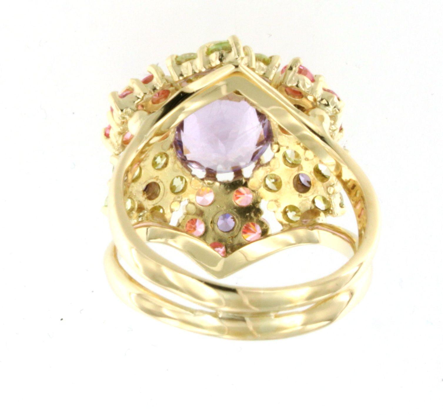 Fashion modern cocktail ring in 9kt rose gold with white quartz stone  handemade in Italy by Stanoppi Jewellery since 1948.  The stone is a real novelty, designed by the stylist Gisella for her new jewels of the spring-summer 2025 collection. I
