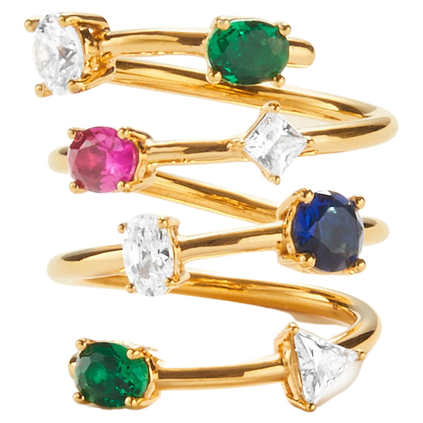 For Sale:  Amina Sorel 18kt Yellow Gold Multi-Gemstone Rainbow 'Aura'  Ring