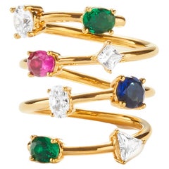 Amina Sorel 18kt Yellow Gold Multi-Gemstone Rainbow 'Aura'  Ring 