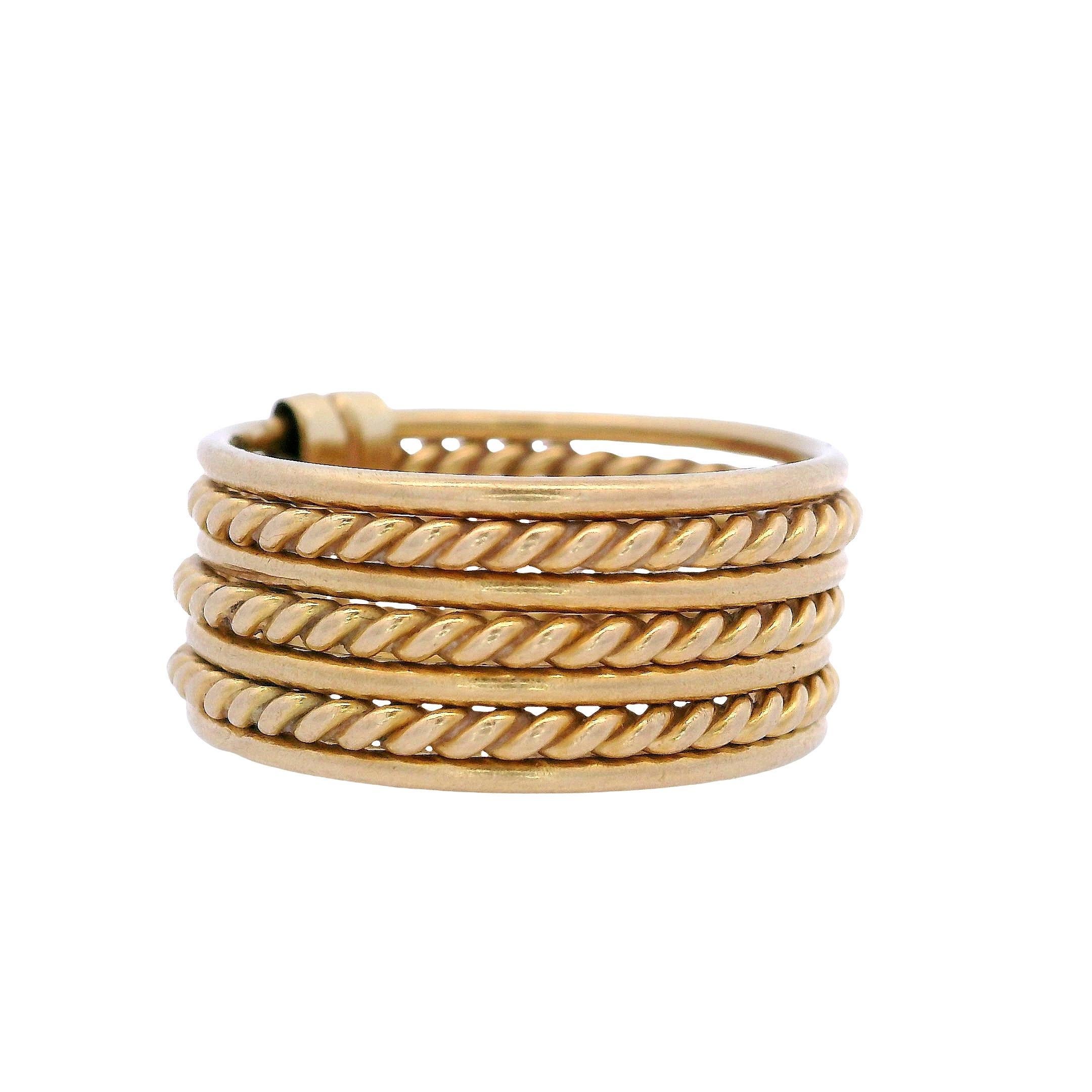 18kt Yellow Gold Multiple Band Ring In condizioni buone in vendita a Aventura, FL