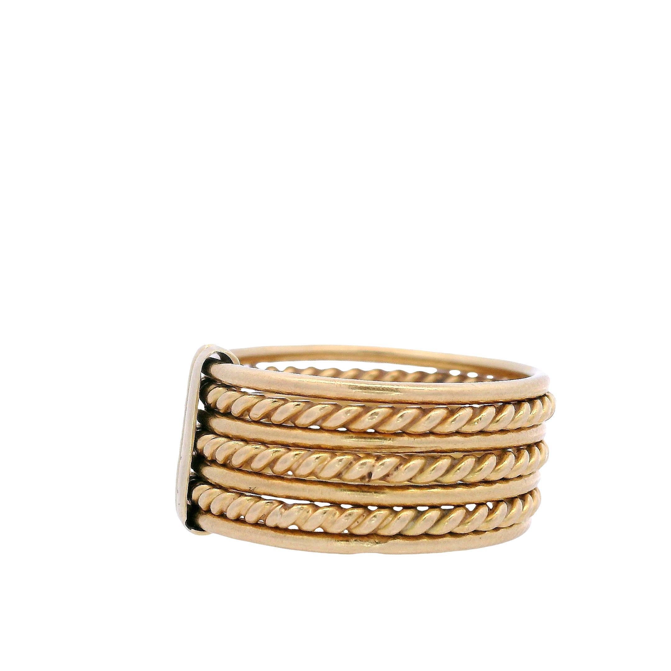 18kt Yellow Gold Multiple Band Ring in vendita 1