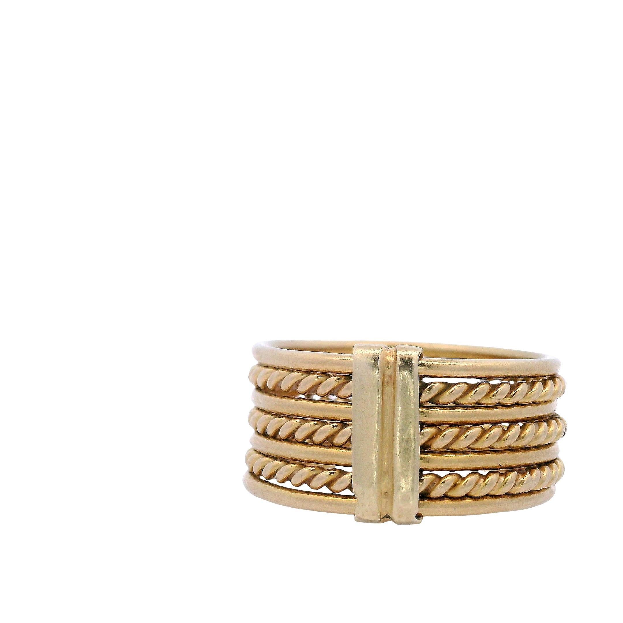 18kt Yellow Gold Multiple Band Ring in vendita 2