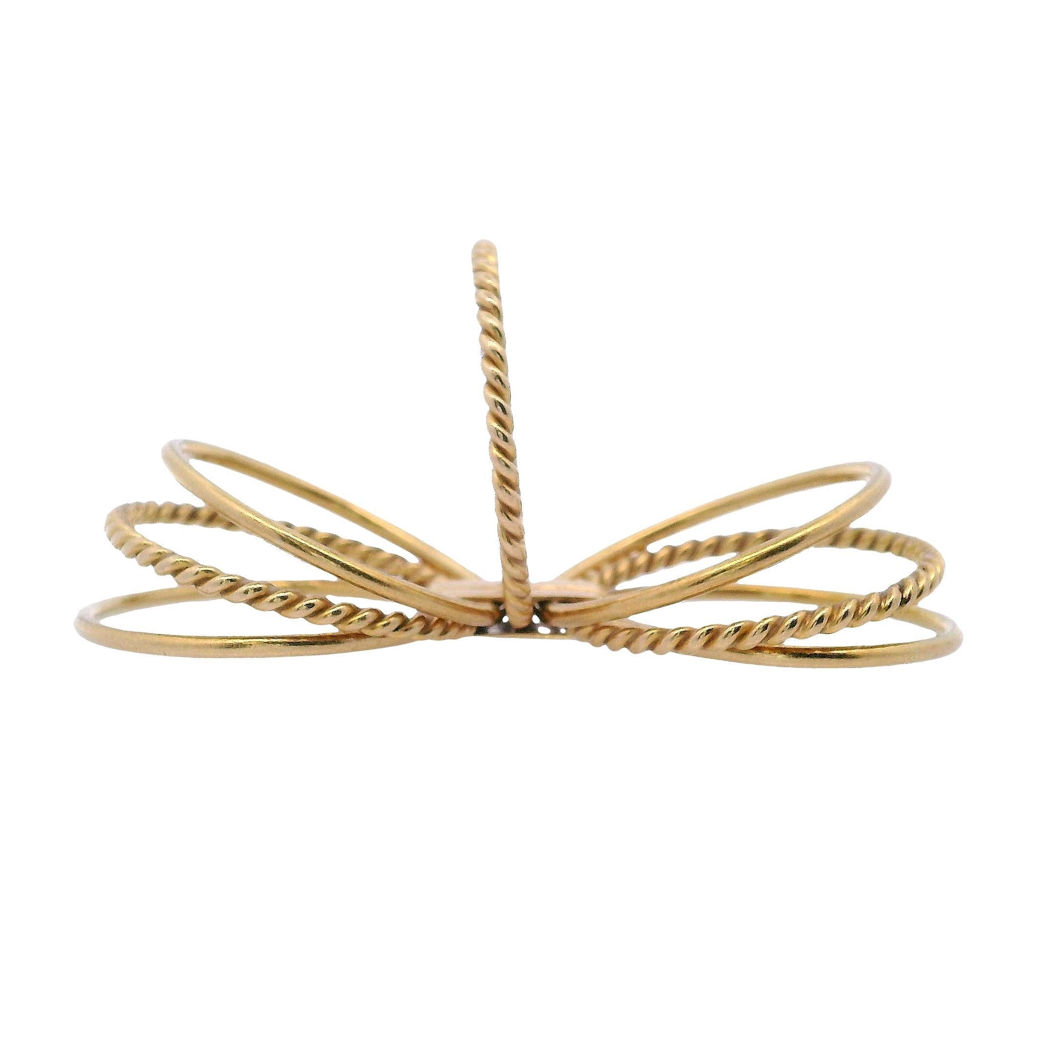 18kt Yellow Gold Multiple Band Ring in vendita 3