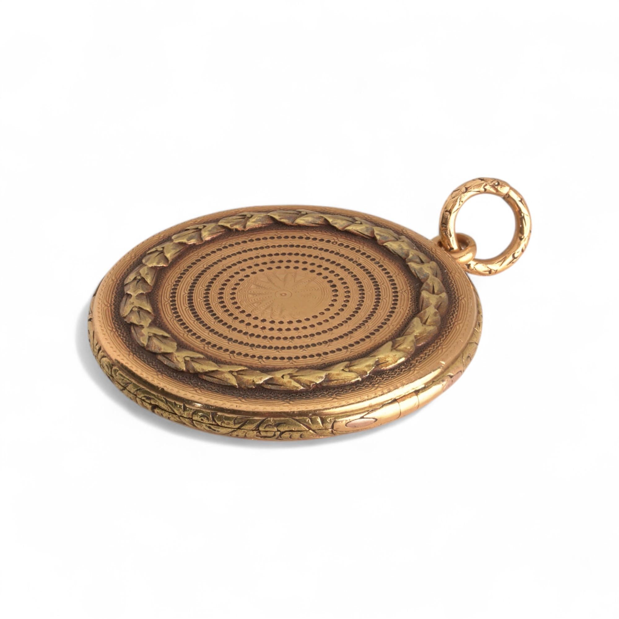 18kt Gelbgold Napoleonisches Haarschmucketui mit Guilloché-Gravur, ca. 1821 im Angebot 2