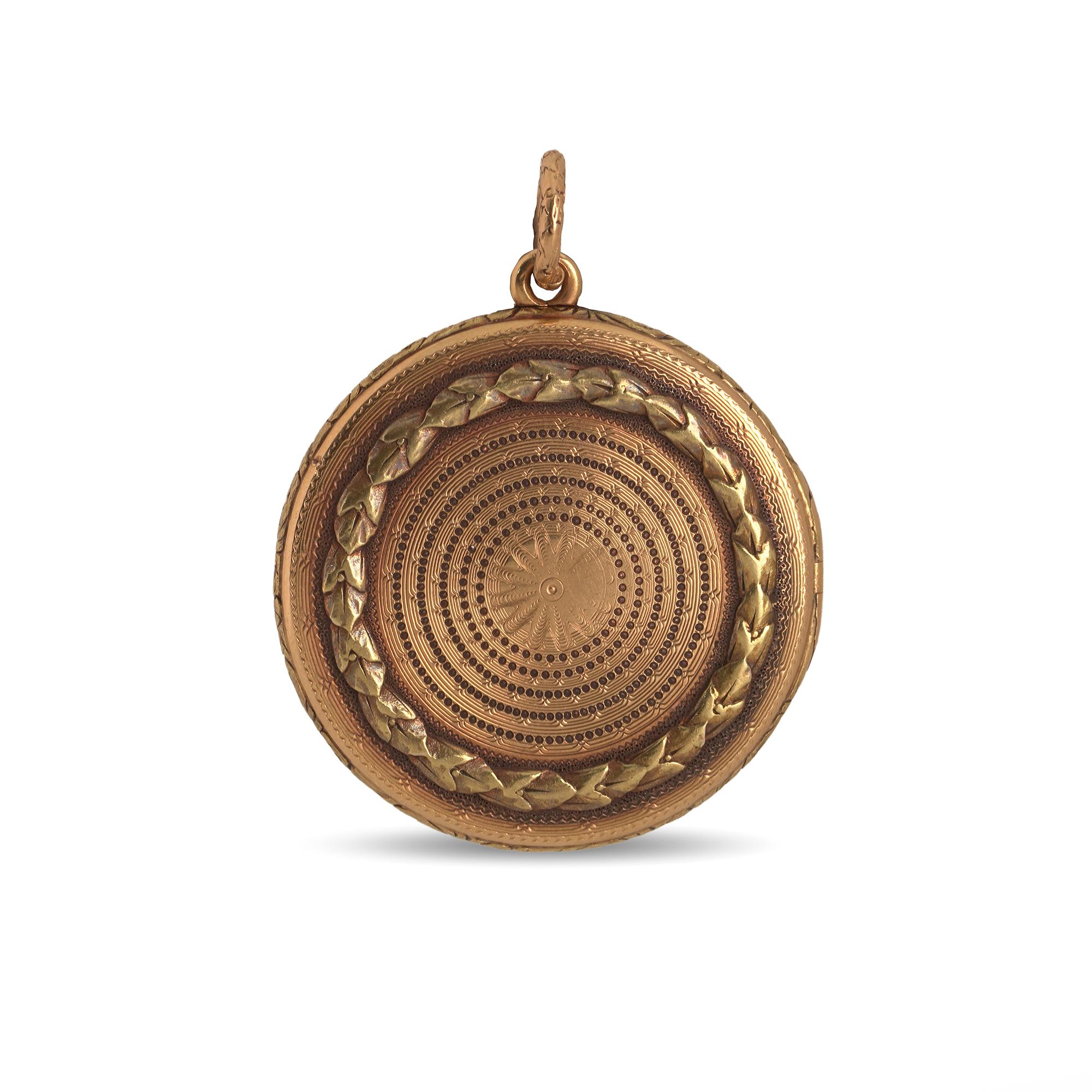 18kt Gelbgold Napoleonisches Haarschmucketui mit Guilloché-Gravur, ca. 1821 im Angebot 5