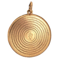 Antique 18kt Gold Napoleon Bonaparte Hair Locket with Guilloché Engraving, c.1821