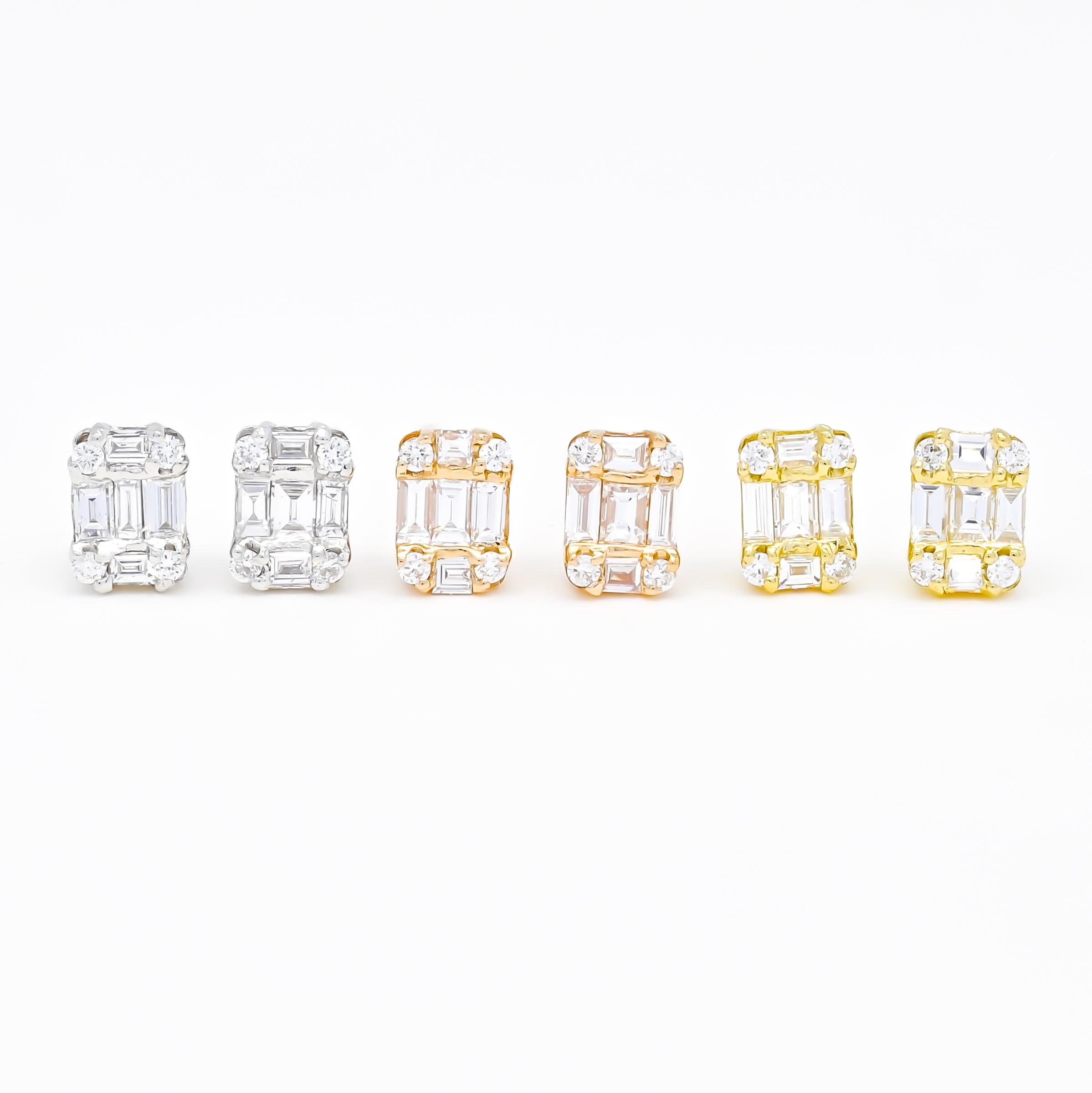Natural Diamond 0.30 carats 18KT Yellow Gold Modern Stud Earrings For Sale 3