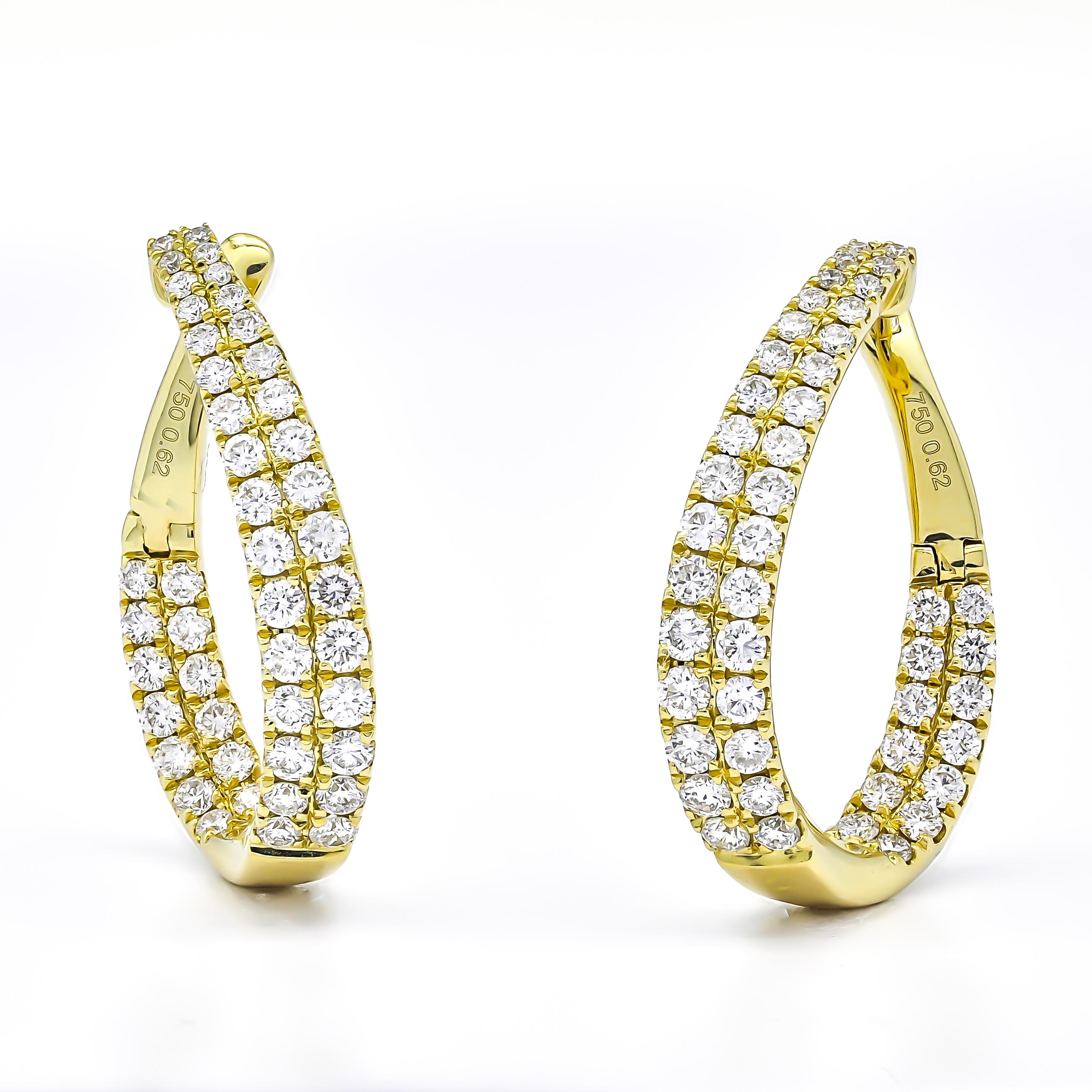 When you just have to sparkle, try these stunning round-cut diamond in and out sophisticated twist hoop earrings.

Glamour has no boundaries with these absolutely exquisite round-shape diamond in and our hoop earrings, set in a multi row for maximum