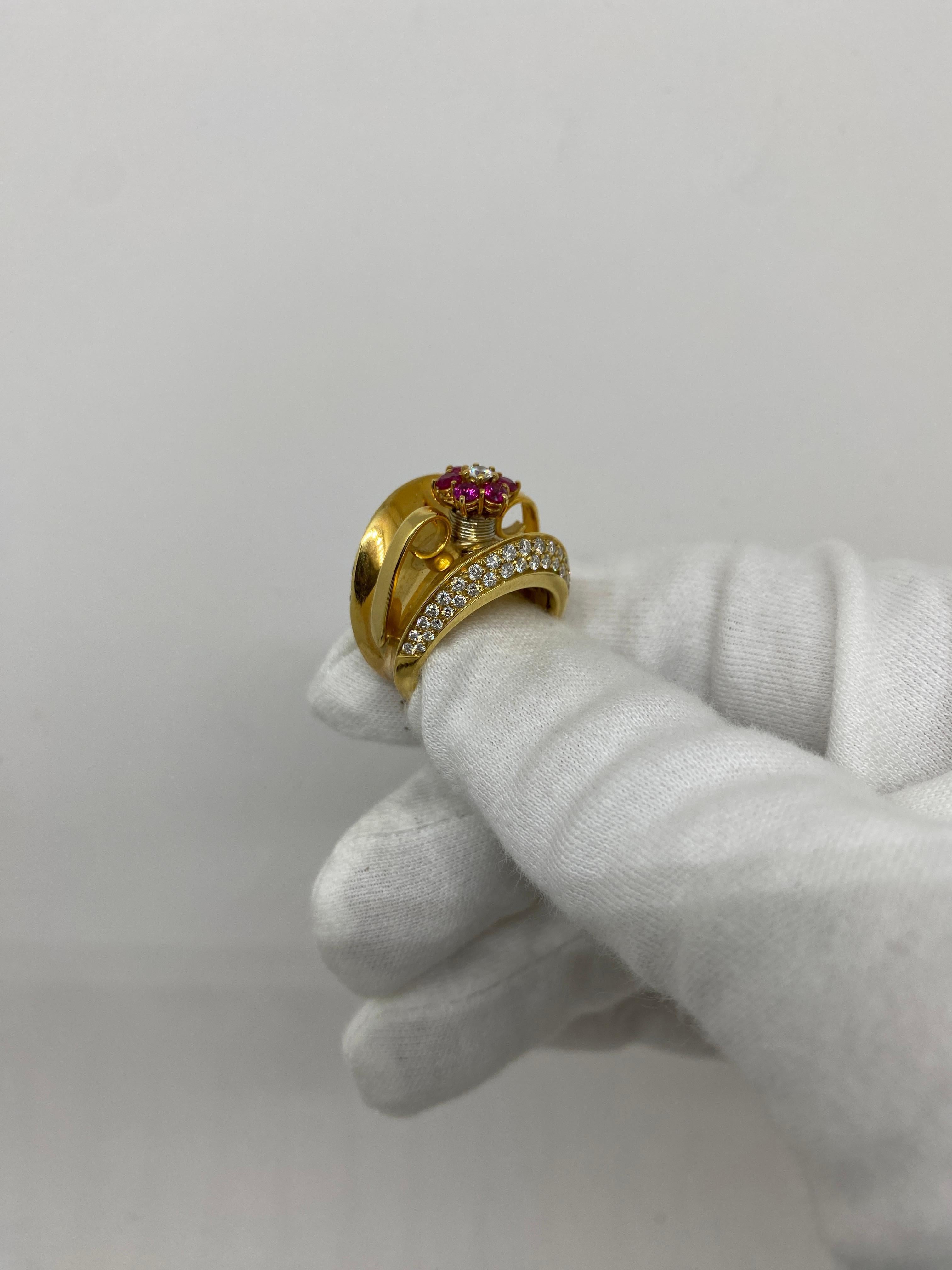 18Kt Yellow Gold Natural Rubies 0.67 Ct White Diamonds 0.69 For Sale 1