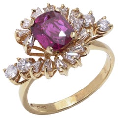 18kt yellow gold natural ruby and diamond ring