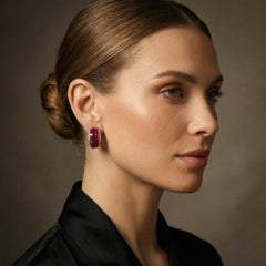 18KT Yellow Gold Natural Ruby & Diamond Clip-On & Studs Convertible Earrings