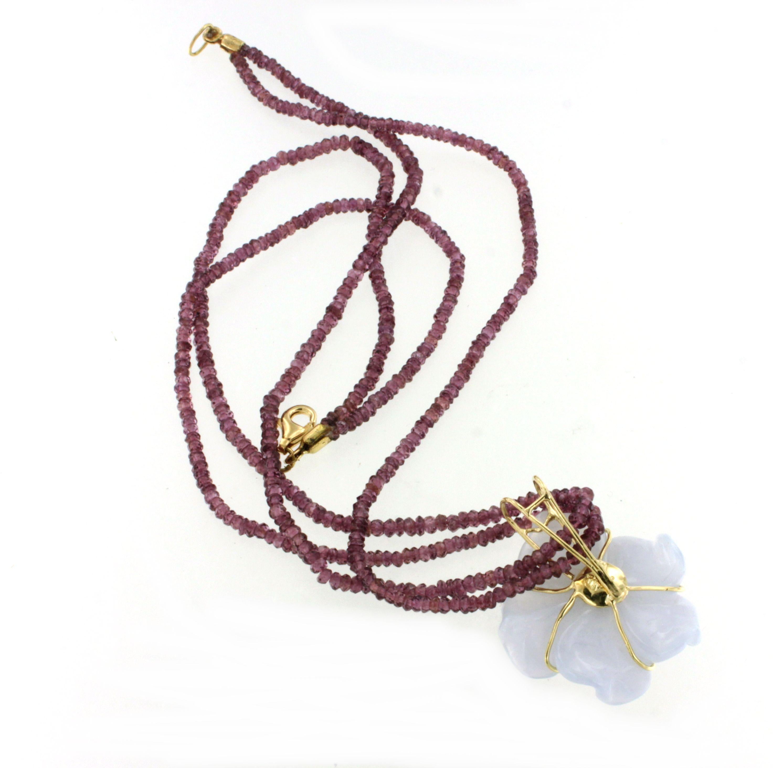 Collier pendentif cocktail élégant en or jaune 18Kt avec Natural Elegance Stone Neuf - En vente à GALLARATE, IT