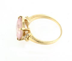 18Kt Yellow Gold Natural Stones White Diamond Fashion Elegant Cocktail Ring