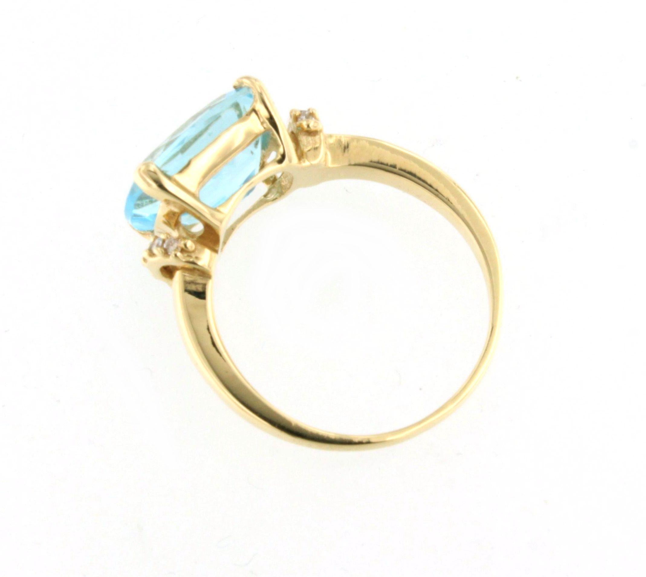 18Kt Oro Amarillo Piedras Naturales Diamante Blanco Moda Elegante Anillo de Cóctel en Nuevo estado para la venta en GALLARATE, IT