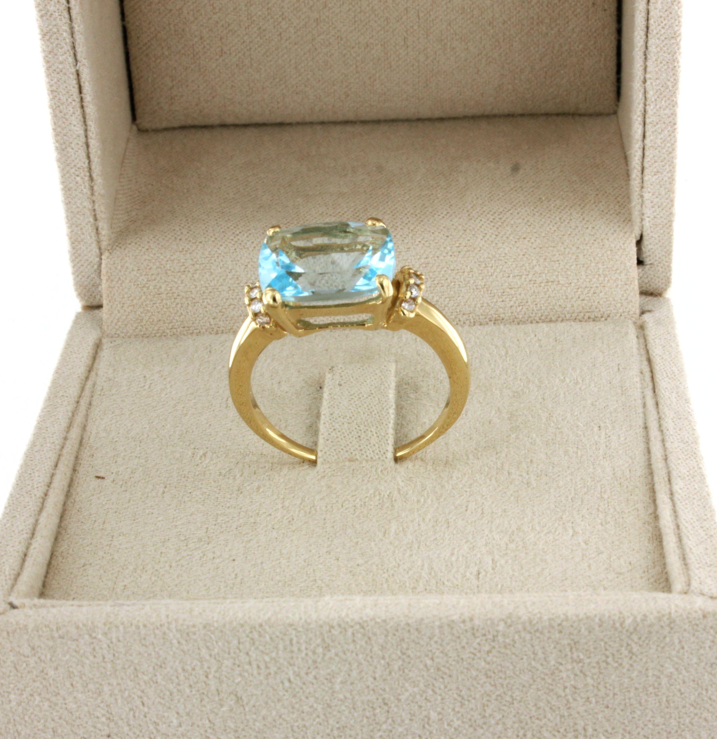 Femenino o masculino 18Kt Oro Amarillo Piedras Naturales Diamante Blanco Moda Elegante Anillo de Cóctel en venta