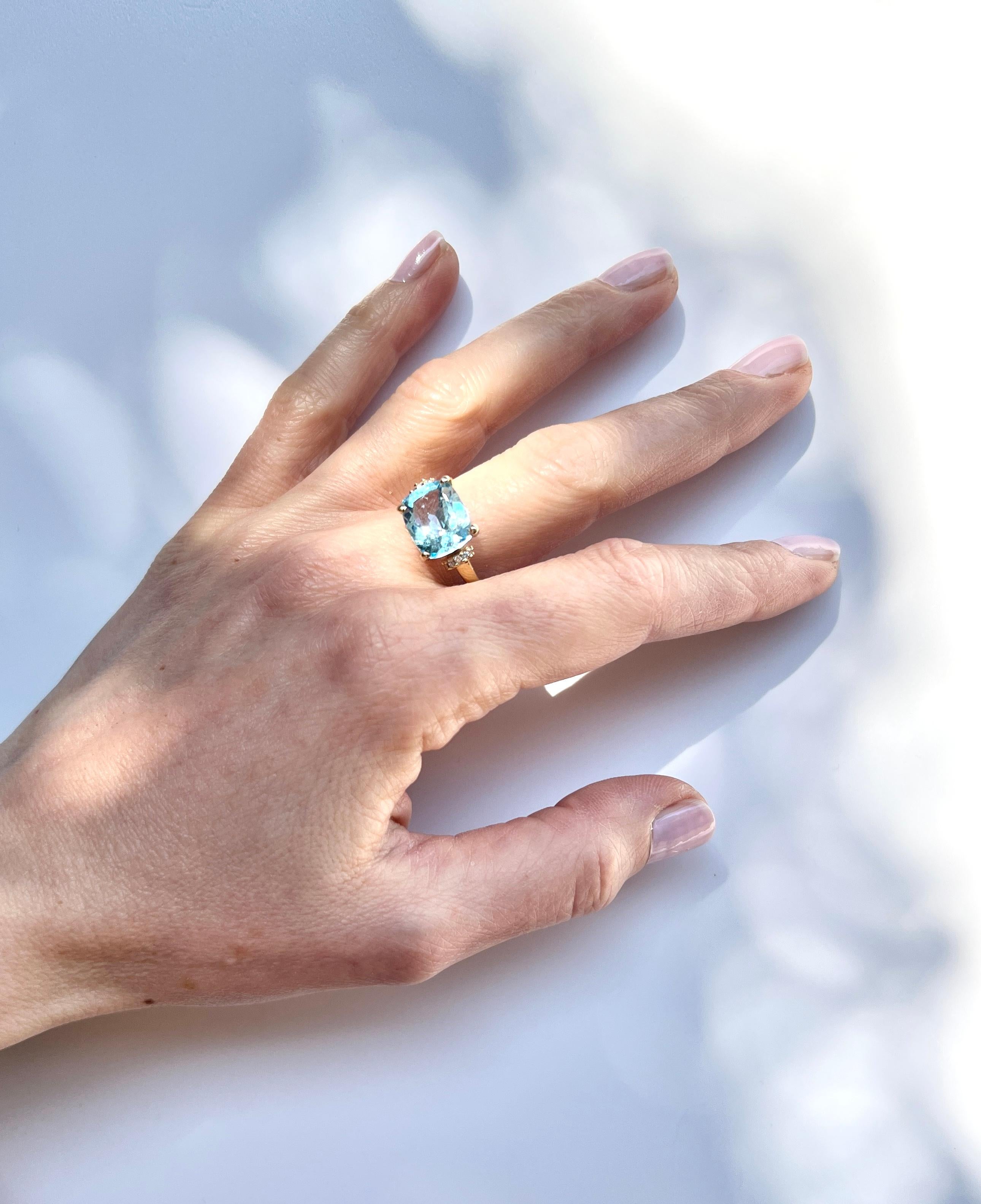 18Kt Oro Amarillo Piedras Naturales Diamante Blanco Moda Elegante Anillo de Cóctel en venta 3