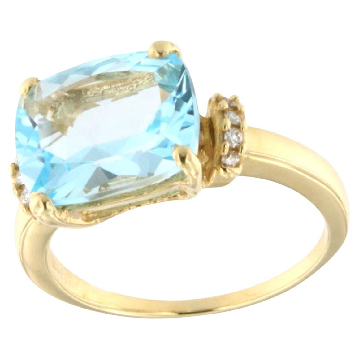 18 Karat Gelbgold Natürliche Steine Weißer Diamant Mode Eleganter Cocktail Ring