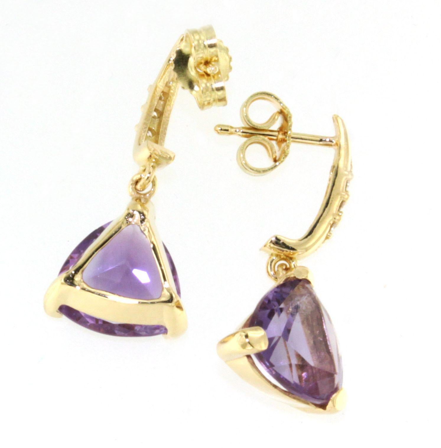 Orecchini a leva di moda in oro giallo 18Kt con pietre naturali e diamanti bianchi In condizioni Nuovo in vendita a GALLARATE, IT