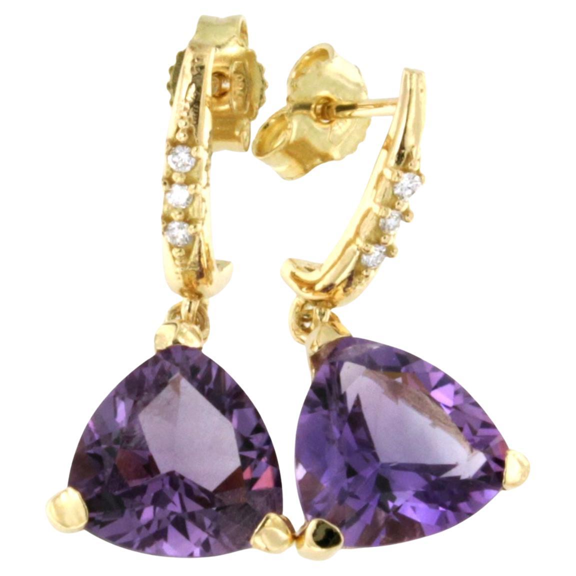18Kt Yellow Gold Natural Stones White Diamonds Fashion Lever Back Earrings