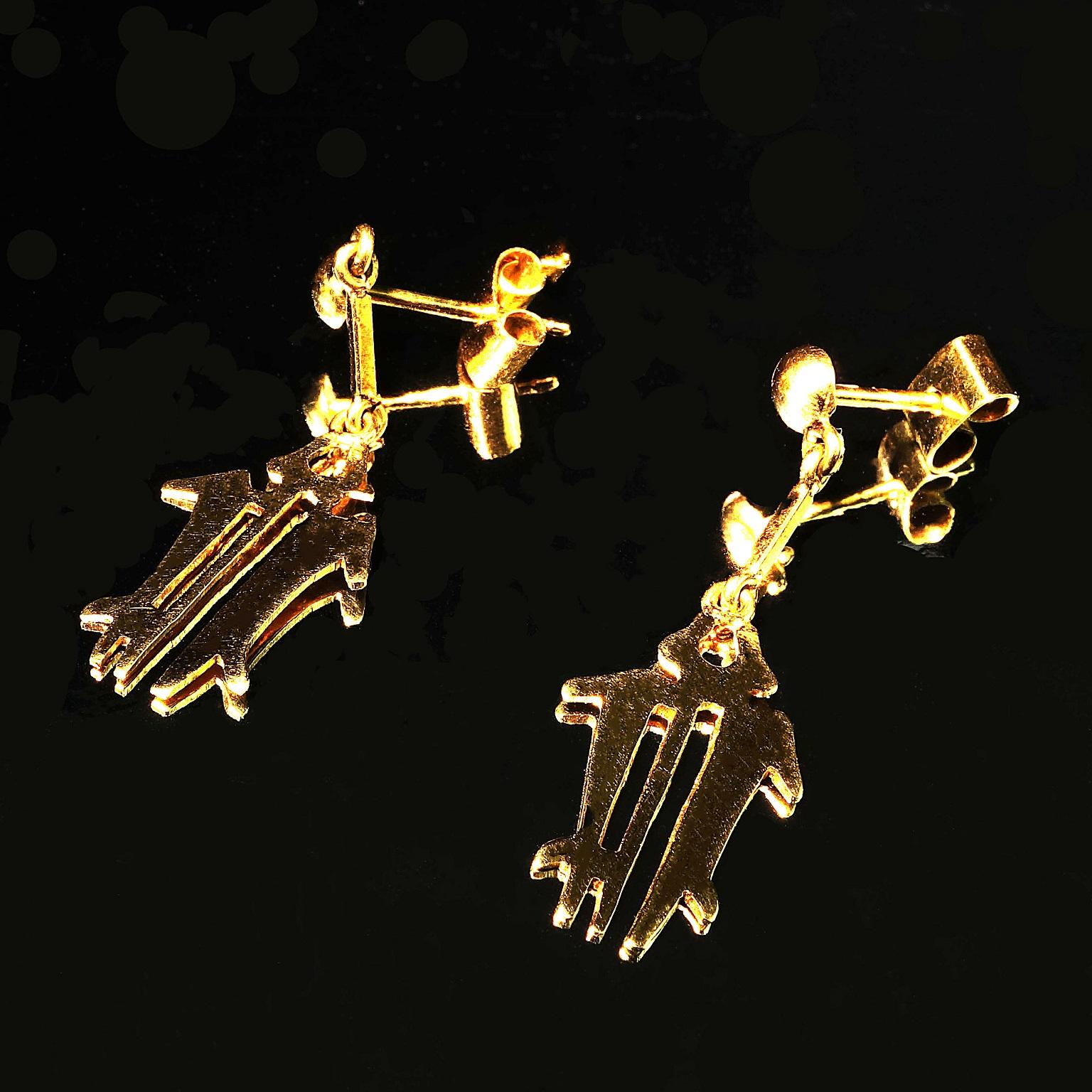 AJD 18 Karat Yellow Gold NAZCA Lines Earrings   Great Gift!! For Sale 1