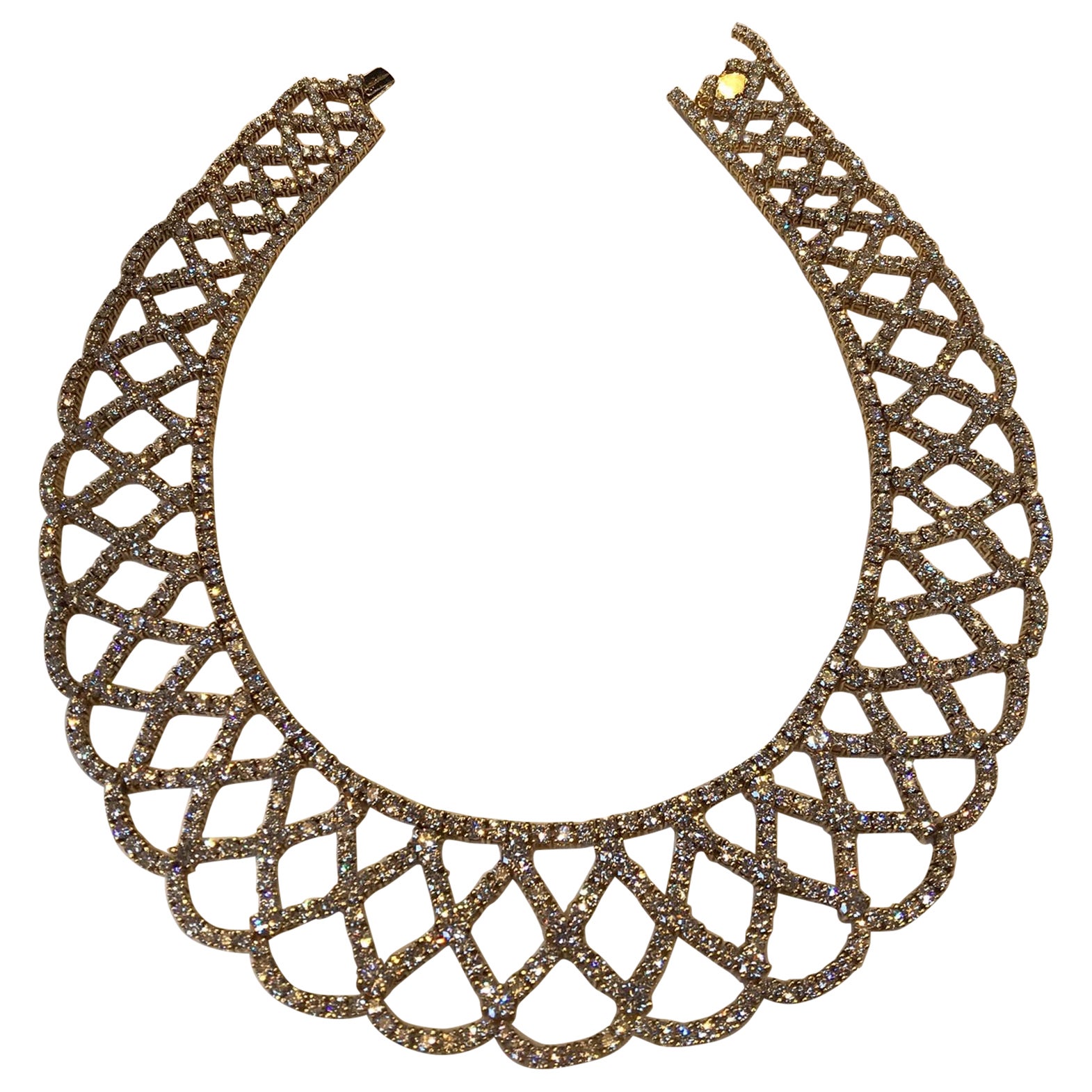 18KT Yellow Gold Necklace and 51.45 Ct. Brilliant-Cut Diamonds For Sale